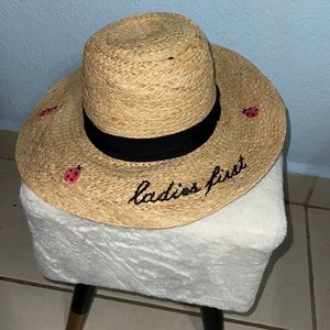 Kate spade straw hat with lady bugs